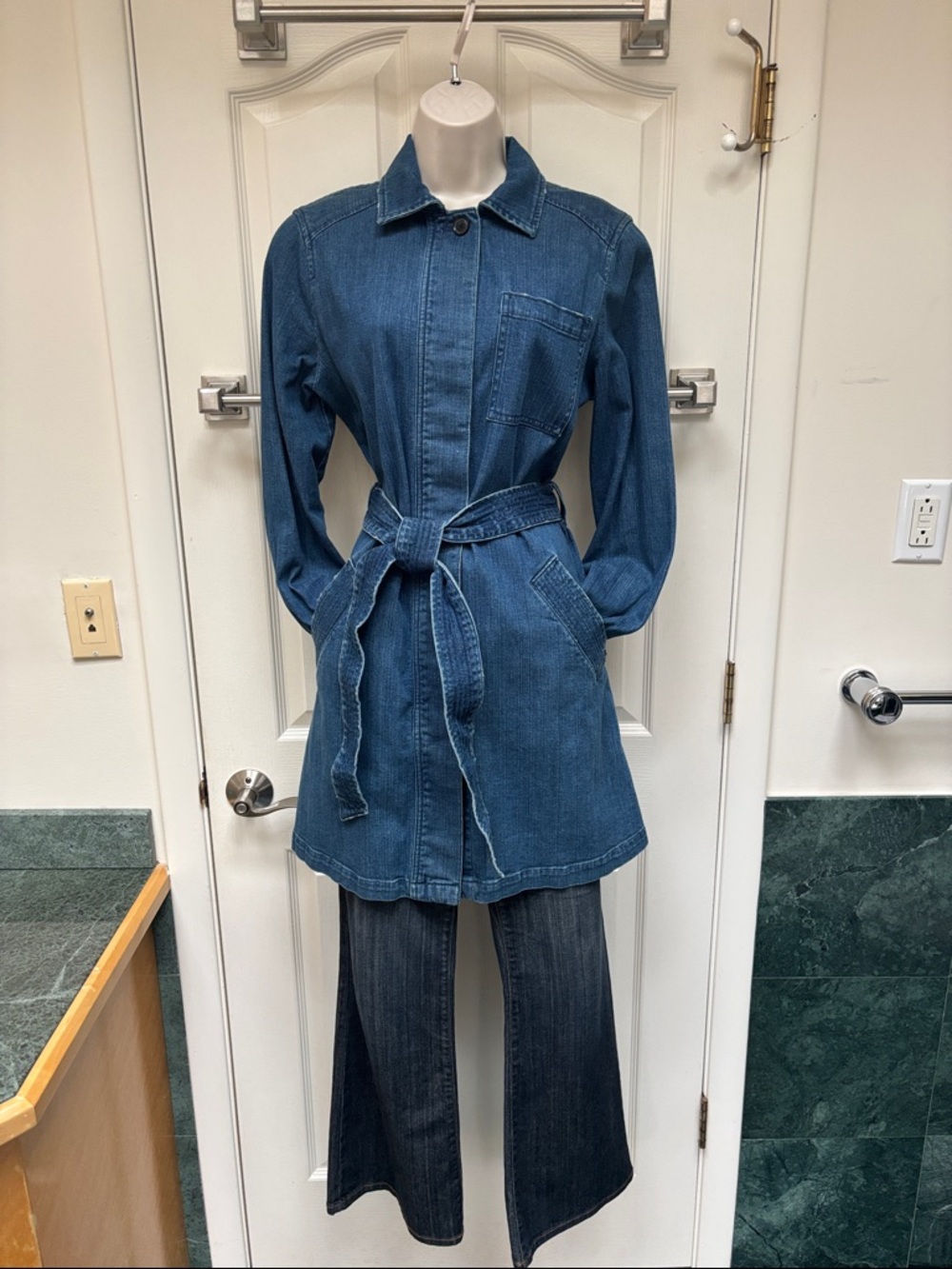 Banana Republic Denim Jean Snap Shirt Jacket Belted Short Dress
